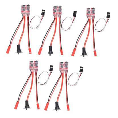 5Pcs 30A Brushed ESC with Brake, Dual Way Micro Speed Controller UBEC 5.7V 1A Forward Reverse 40A Peak ESC for 1/16 1/18 1/24 RC Car Boat Tank