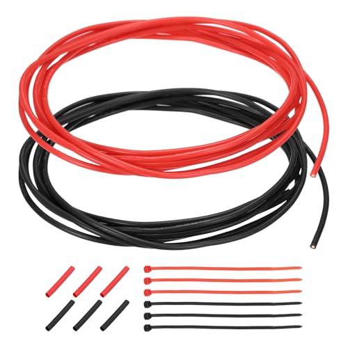 MECCANIXITY 24 Gauge Silicone Electrical Wire Cables, 24 AWG 5ft Black and 5ft Red Electrical Wires High Temp 600V 200C Flexible Stranded Tinned Copper Wires Automotive Cable with Accessories - size: 24 Gauge 2m/5ft