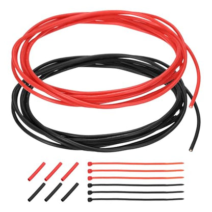 MECCANIXITY 24 Gauge Silicone Electrical Wire Cables, 24 AWG 5ft Black and 5ft Red Electrical Wires High Temp 600V 200C Flexible Stranded Tinned Copper Wires Automotive Cable with Accessories - size: 24 Gauge 2m/5ft