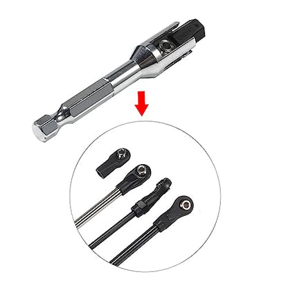 RC Tool kit Quick Assembly Tool Ball Joint Wrench with 1/4'' Hex Shank Fit 5347 Rod Ends for 1/10 RC Crawler Links Building TRX4 SCX10 TF2 VS4-10 RC Tool Set (Rod Ends Assembly Tool Black) (Silver) - color: Silver