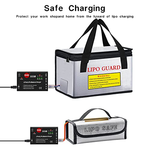260 * 130 * 150mm +185 * 75 * 60mm Lipo Battery Safe Bag Fireproof Explosionproof for Lipo Battery Storage and Charging Home Office Travel Fireproof Safe Storage Pouch - size: 260*130*150&185*75*60mm