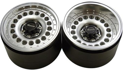 Adjustable 2 Offsets RC 2.2 Beadlock Wheels Rims Hub 1/10 Crawle Car Wheel Aluminum Upgrades for Remote Control SCX10 Capra Wraith/AMG 6x6RC Trx4 (4PC) (Silver) - color: Silver
