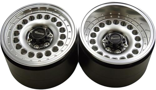 Adjustable 2 Offsets RC 2.2 Beadlock Wheels Rims Hub 1/10 Crawle Car Wheel Aluminum Upgrades for Remote Control SCX10 Capra Wraith/AMG 6x6RC Trx4 (4PC) (Silver) - color: Silver