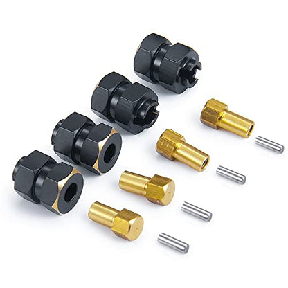 RC-Hub Heavy Coating Brass Counterweight Steering Knuckles Wheel Hex Diff Cover for 1/24 Axial SCX24 RC Crawler Car (Extended Wheel Hex) - color: Extended Wheel Hex