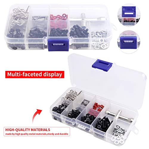 241pcs RC Screws Kit M3 Hex Screw & Screw Tray Repair Tool Hardware Fastener Set for RC Hobby Universal Accessories for Traxxas Arrma Axial Redcat SCX10 Losi HPI 1/8 1/10 Scale RC Cars Crawler