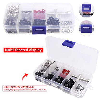 241pcs RC Screws Kit M3 Hex Screw & Screw Tray Repair Tool Hardware Fastener Set for RC Hobby Universal Accessories for Traxxas Arrma Axial Redcat SCX10 Losi HPI 1/8 1/10 Scale RC Cars Crawler