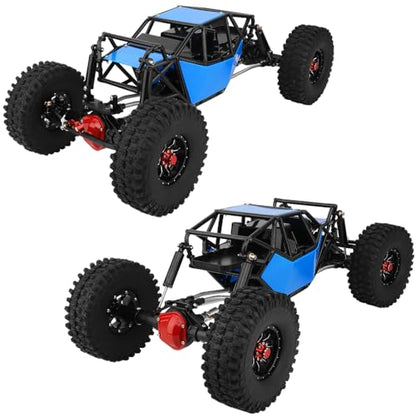 Metal DIY 330mm Wheelbase Rock Buggy Frame Chassis Crawler with SCX10 Straight Axles Nylon Tube Roll Cage for 1/10 RC Crawler Axial SCX10 Upgrades (Blue) - color: Blue