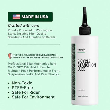 Fork Stanchion & Shock Lube - Premium Bicycle/Bike Suspension Lubricant for Eliminating Rust, Dirt, and Contaminants from Seals, Ensuring Smooth Riding and All-Weather, Long-Lasting Protection