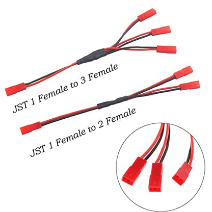 6PCS JST Plug Splitter JST Male Female Y Cable JST Y Parallel Adapter Harness JST to JR Adapter for Traxxas TRX-4 1/10 RC Car Crawler Truck Cooling Fan ESC Battery Motor