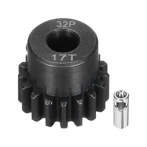 32P Steel Pinion Gear Set 17T for 5mm Shaft Hardened Steel Pinion Gear with Shaft Coupler Connector for RC Motor - style: 17T