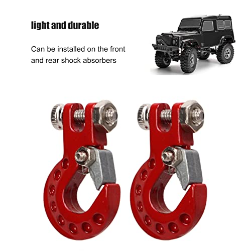 RC Winch Trailer Hook Set 2Pcs, Aluminum Alloy | Simulation Tow Hook | 1/10 Crawler Truck | SCX10 D90 Compatible| 18.5x11.5mm/0.7x0.5in(Red) - color: Red