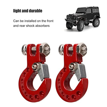 RC Winch Trailer Hook Set 2Pcs, Aluminum Alloy | Simulation Tow Hook | 1/10 Crawler Truck | SCX10 D90 Compatible| 18.5x11.5mm/0.7x0.5in(Red) - color: Red