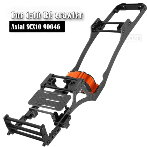 RC Carbon Fiber Frame Chassis w/Gearboxes Upgrades Part for 1/10 SCX10 SCX10 II 90046 90047 RC Crawler Car,Orange - color: Orange - Parts