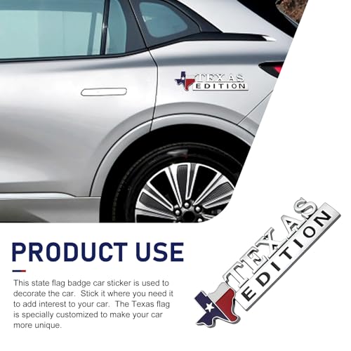 2 PCS Texas Flag Edition Emblems for Car, 3D Metal Off-Road Vehicle Badge Decals, Car Body State Flag Logo Sticker, Universal Personality Badge Modification Sticker for Cars Trucks (Silver)