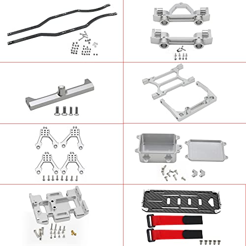 1/10 RC Crawler Carbon Fiber Girder 4MM CNC Metal Car Chassis Frame Body Kit Parts for Axial SCX10 II Rock Off Road Truck (Silver) - color: Silver