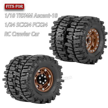 1.3 Dually Beadlock Wheels Tires for RC Crawler Car 1/18 TRX4M Ascent-18,1/24 SCX24 FCX24,RC Off Road Buggy Rally Truck Wheels and Tires,Adjustable Offset Wheel,7mm Hex Rims,Brown - color: Brown - (4Pcs 1.3 Beadlock Tires)