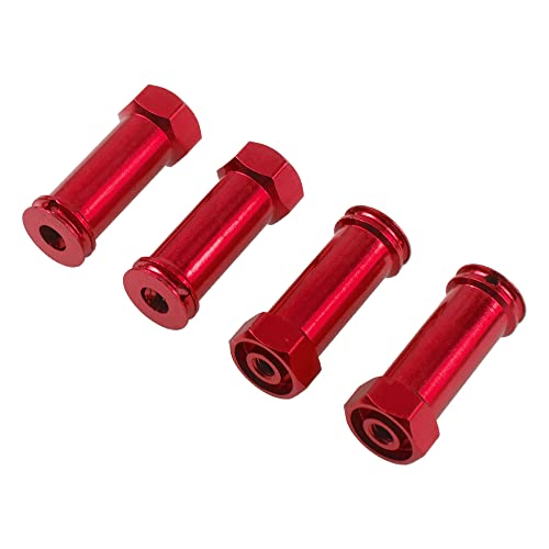 ShareGoo Aluminum 12mm Wheel Hex Hub Adapters 30mm Extension Combiner Coupler Compatible with WLtoys 144001 1/14 Wltoys RC Car (Red) - color: Red
