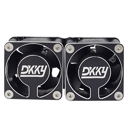 DKKY RC Motor Cooling Fan Heatsink 2Pcs DIY Kit for TRX4 ARRMA Axial 1/10 1/8 1/5 RC Model Car Upgrade Parts (Black) - style: Black