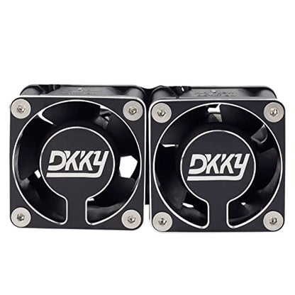 DKKY RC Motor Cooling Fan Heatsink 2Pcs DIY Kit for TRX4 ARRMA Axial 1/10 1/8 1/5 RC Model Car Upgrade Parts (Black) - style: Black