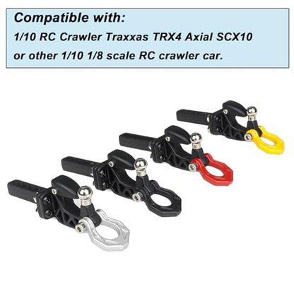 Metal RC Crawler Trailer Hook Tow Hitch, Trailer Hitch Receiver for 1/10 RC Crawler Traxxas TRX4 Axial SCX10 Rear Bumper Parts (Black) - color: Black