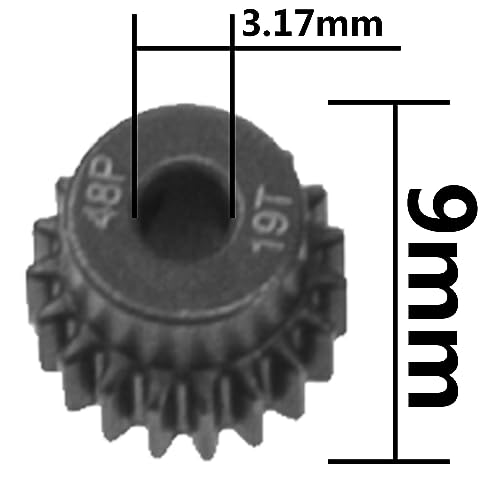 Steel 48 Pitch Pinion Gear Set 3.175mm Shaft 19T 20T 21T 22T Motor Gears Compatible with Tamiya Kyosho RedCat Losi Axial Traxxas 1/10 RC Car