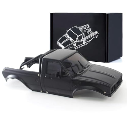1/24 Pickup Truck Hard Body with Rear Cage Frame Wheelbase 133mm for 1/24 RC Crawler Axial SCX24 Bronco/Wrangler/C10/Base Camp Shell Upgrade (Black) - color: Black