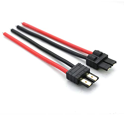 DEVMO 2 Pairs TR-X Male/Female Connectors Cable with 14awg 10cm Slicone Wire Compatible with RC LiPo Battery FPV Turnigy/Zippy