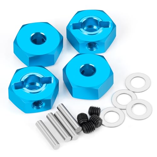 4PCS Aluminum Wheel Hex Hub Drive Adapter Combiner Coupler Compatible with Tamiya TT02 1/10 RC On Road Touring Car Upgrade Parts (Blue) - color: Blue