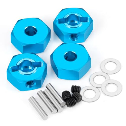 4PCS Aluminum Wheel Hex Hub Drive Adapter Combiner Coupler Compatible with Tamiya TT02 1/10 RC On Road Touring Car Upgrade Parts (Blue) - color: Blue