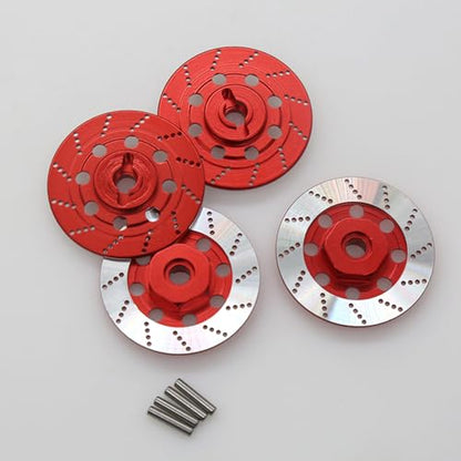 1/10 RC Aluminum Alloy 12mm Hex Drift Wheels Rim Tires Hub Brake Disc Compatible with 1/10 RC On Road Rally Touring Racing Street Car Traxxas Tamiya HSP HPI Redcat Racing 4PCS (Red) - color: Red