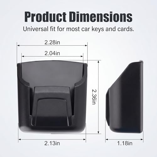 Car Key Fob Holder, Multifunctional Dashboard Storage Box with Card Slot, Anti-shake Garage Key Remote & Card Organizer, Self-adhesive Interior Accessory for Cars Trucks SUVs (Black)
