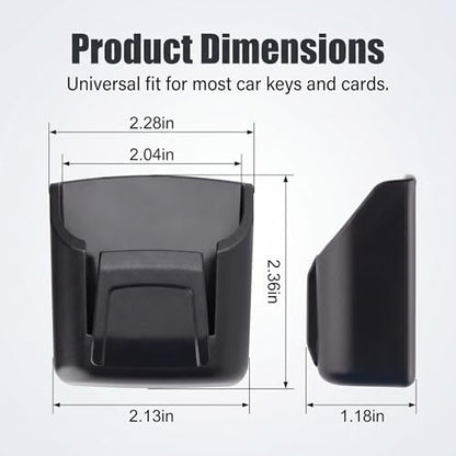 Car Key Fob Holder, Multifunctional Dashboard Storage Box with Card Slot, Anti-shake Garage Key Remote & Card Organizer, Self-adhesive Interior Accessory for Cars Trucks SUVs (Black)