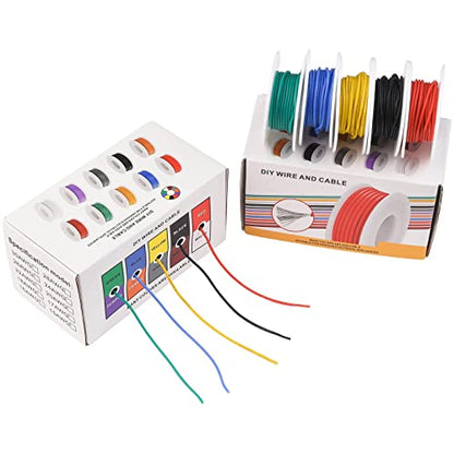 24 AWG Stranded Electrical Wire 24 Gauge Tinned Copper Wires Flexible Silicone Electric Hookup Wire Kit OD:1.6mm, 5 Colors 32.8ft/10m Each, DIY/Automotive/Home/Power Wiring Kit by Sznnzd™ - size: 5 Colors each 32.8Ft, style: 24AWG-Stranded
