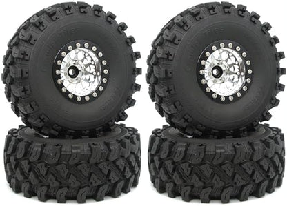 RC 1.9 Beadlock Wheels Negative Offsets 8mm and Tires for 1/10 SCX10 SCX10 SCX10 Pro TRX4 TRX6 Gen7/8 RC Crawler Remote Control Car Upgrades Aluminum 1.9 Wheel Rims (Silver Black) DK - color: Silver Black