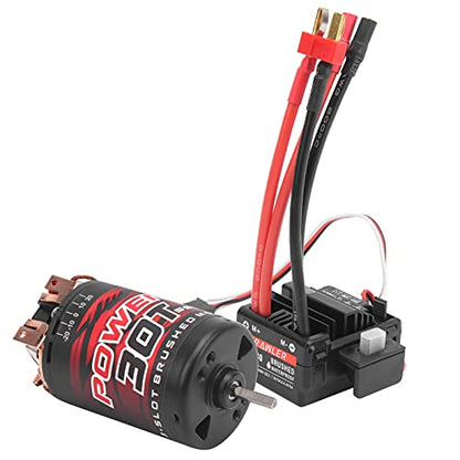 3 - Slot 30T 550 Brushed Motor with 80A ESC Replacement Set, High - Torque RC Crawler Motor for 1/10 & 1/12 Brushed RC Cars, Copper Windings & Double Ball Bearings