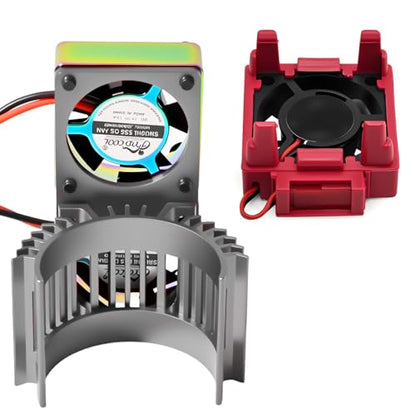VXL-3s ESC Cooling Fan and Motor Cooling Fan 28000 RPM Dual Fan Set for 1/10 Traxxas Slash 4x4 Stampede 4x4 Rustler 4x4 VXL Hoss 4×4 Velineon VXL 3s Heat Sink Replace #3340, Grey & Red - style: SRQ-Grey Red