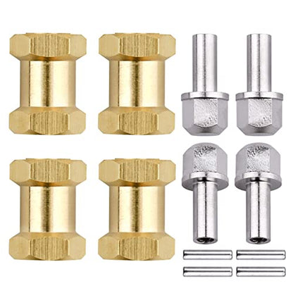 4pcs 12mm Brass Wheel Hex Hub Offset Extension Hex Drive Adapter Combiner Coupler Conversion for 1/10 RC Crawler Axial SCX10 CC01 Jeep Wrangler D90 Wraith (18mm) - size: 18mm