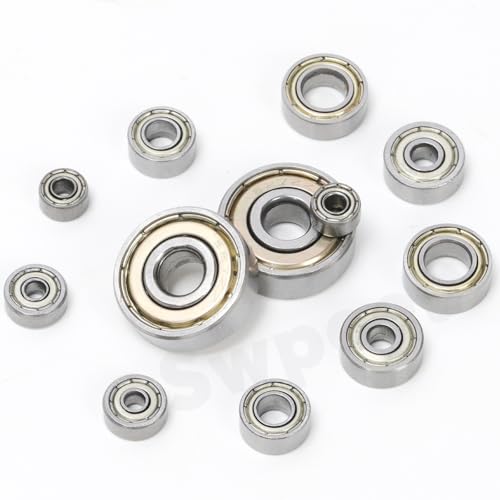 Swpeet 40Pcs 623ZZ Ball Bearings Assortment Kit, 3 x 10 x 4mm Carbon Steel Deep Groove Bearings, Miniature Bearings, Double Shielded - size: 623ZZ-40PCS, style: Carbon Steel