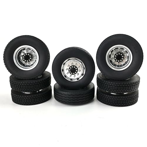 RC Car Toys Parts for Tamiya 1/14 6PCS Wheel Tires Complete Set Metal Front Rear Hub Rubber Tyre RC Tractor Truck Car Parts
