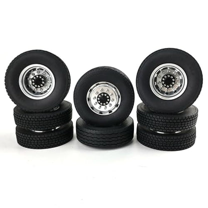 RC Car Toys Parts for Tamiya 1/14 6PCS Wheel Tires Complete Set Metal Front Rear Hub Rubber Tyre RC Tractor Truck Car Parts