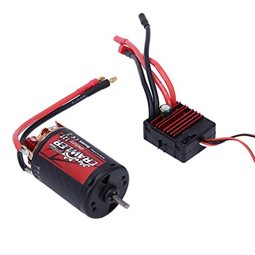 Dilwe RC Brushed Motor, 5-Slot 550 Brushed Motor + 80A ESC Combo Set Upgrade Parts Compatible with 1/10 RC Crawler Car Truck (12T)