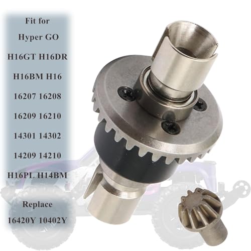 Differential Drive Gear 16420Y 10402Y Fit for Hyper GO H16GT H16DR H16BM | Upgrade Kit Powder Metallurgy Differential with Drive Gear Fits for Hyper GO H16 16207 16208 16209 16210.RC Car Differential