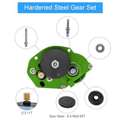 050 50T Brushed Motor with Transparent Acrylic Aluminum Alloy Transmission Gearbox for 1/24 RC Crawler SCX24 AX24 Upgrade(Green) - color: Green&Black