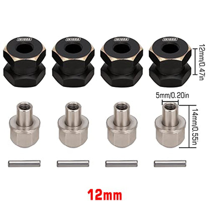 INJORA 12mm Black Brass Wheels Hex Hubfor 1/10 Axial SCX10 & SCX10 II - size: 12mm
