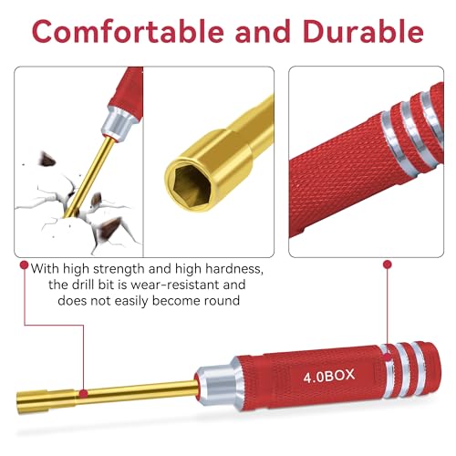 Hex Nut Driver Set - RC Car Tool Kit 2.0mm 2.5mm 3.0mm 3.5mm 4.0mm 4.5mm 5.0mm Hexagonal Head Nut Screwdriver for Axial SCX24 Wheel Fixing RC Models Car Boat Helicopter 7Pcs Red - color: Red