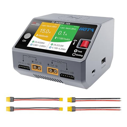 HOTA D6 Pro Lipo Battery Charger AC200W DC650W Dual Channel 15A Smart Balance Battery Charger for LiIon/LiHV/NiCd for RC Car Drone Parts