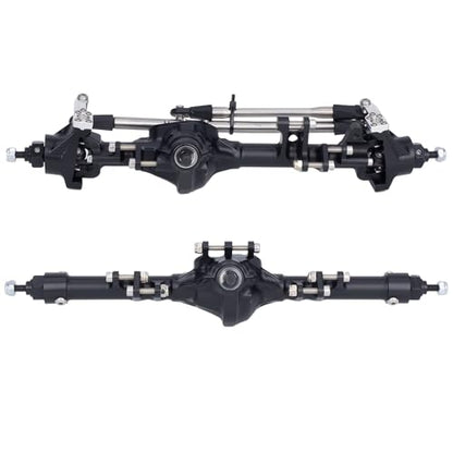 HD44 Axles, 1/10 RC Offset Straight Axles, CNC Aluminum Integrated Front & Rear Axles with High-Strength Steel Gears, for 1/10 RC Crawlers Vanquish VS4-10 & Axial SCX10 II Upgrades (Black) - color: Black