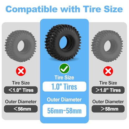 HobbyPark 1.0 Tires Silicone Inserts Foam fit 56-58mm*24mm for 1/18 1/24 Scale RC Crawler Truck, Super Soft, 4pcs (Light Blue) - color: Light Blue (Small)