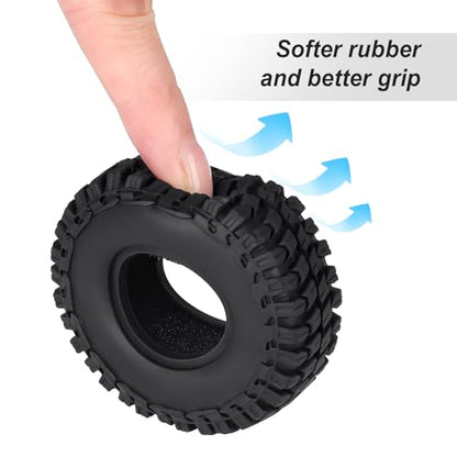 Hobbypark Soft Rubber SCX24 Tires 1.0 Rock Crawler for 1/18 TRX4M Axial SCX24 Gladiator Bronco C10 JLU Deadbolt B17 Betty 1/18 1/24 RC Crawler Car, 4PCS (52x20mm) - style: Type D