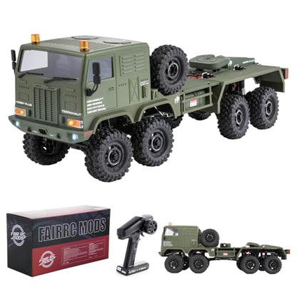 1/18 CR18P Terranaut 8x8 RC Crawler, 8WD Rock Truck with Active-AWS All-Wheel Steering, 2-Speed Transmission, Remote Winch & Portal Axles, Metal Gears Off-Road RC Car for Adults Collectors (Green) - color: Green